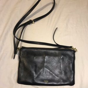 Black Fossil Crossbody Bag